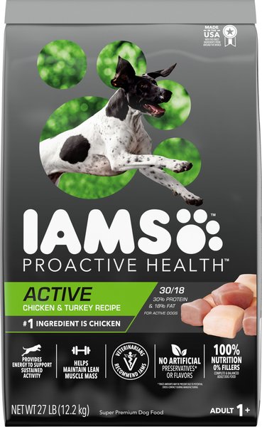 Iams Proactive Health Active Chicken & Turkey Recipe High Protein Adult Dry Dog Food, 27-lb bag slide 1 of 9