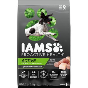 Iams Proactive Health Active Chicken & Turkey Recipe High Protein Adult Dry Dog Food, 27-lb bag