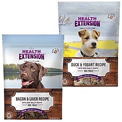 Health Extension Bully Puffs Bacon & Liver + Bully Puffs Duck & Yogurt Dog Treats