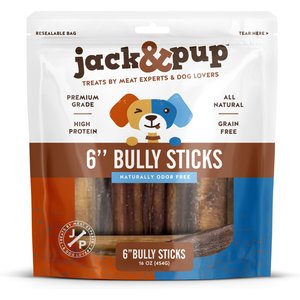 Jack & Pup Bully Stick Dog Treats, 6-in