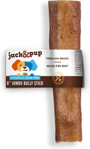 Jack & Pup Bully Stick Jumbo Dog Treats, 1 count, 6-in slide 1 of 5