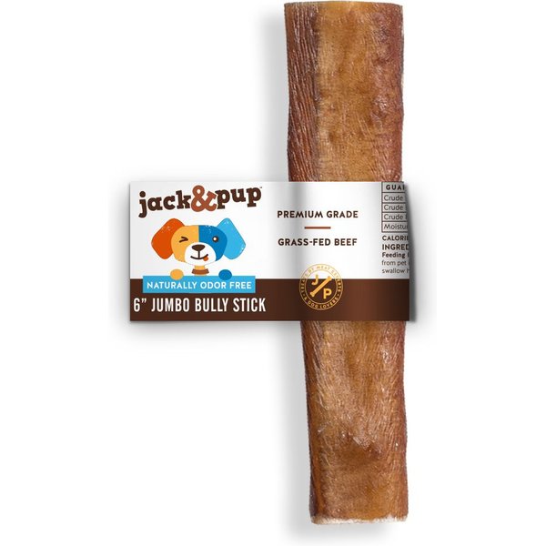 JACK & PUP Bully Stick Jumbo Dog Treats, 1 count, 6in