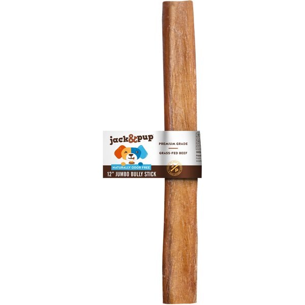 JACK & PUP Thick Bully Stick 12" Dog Treats, 3 count