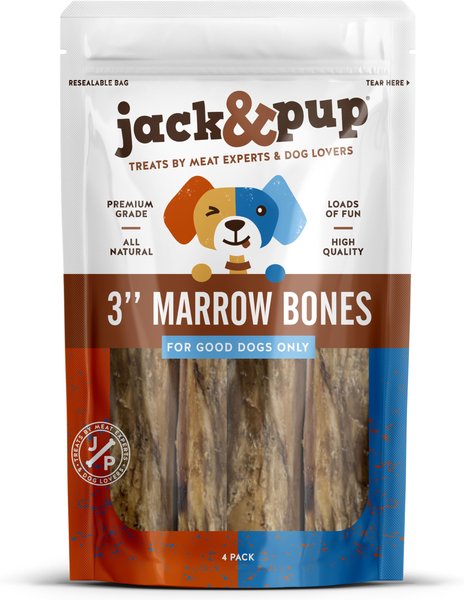 Jack & Pup Roasted Beef Marrow Bone 3-in Dog Treats, 4 count slide 1 of 1