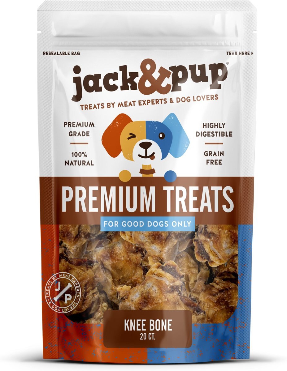 JACK & PUP Beef Knee Cap Bones Dog Treats, 20 count