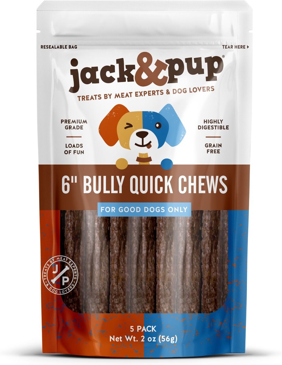 JACK & PUP Bully Quick Chews 6in Dog Treats, 5 count