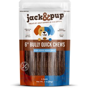 Jack & Pup Bully Quick Chews 6-in Dog Treats, 5 count