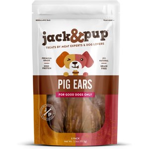 Jack & Pup Half Pig Ear Dog Treats, 5 count