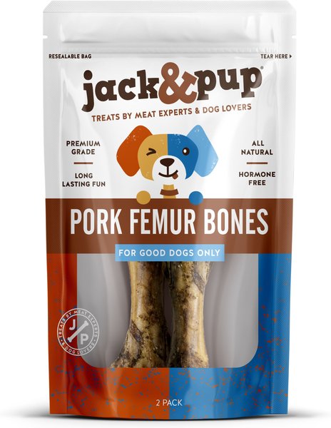 Jack & Pup Pork Femur Bone Dog Treats, 2 count slide 1 of 6