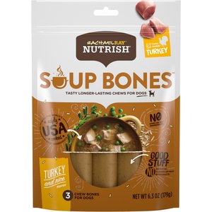 Rachael Ray Nutrish Soup Bones Turkey & Rice Flavor Dog Chew Treats, 6.3-oz bag
