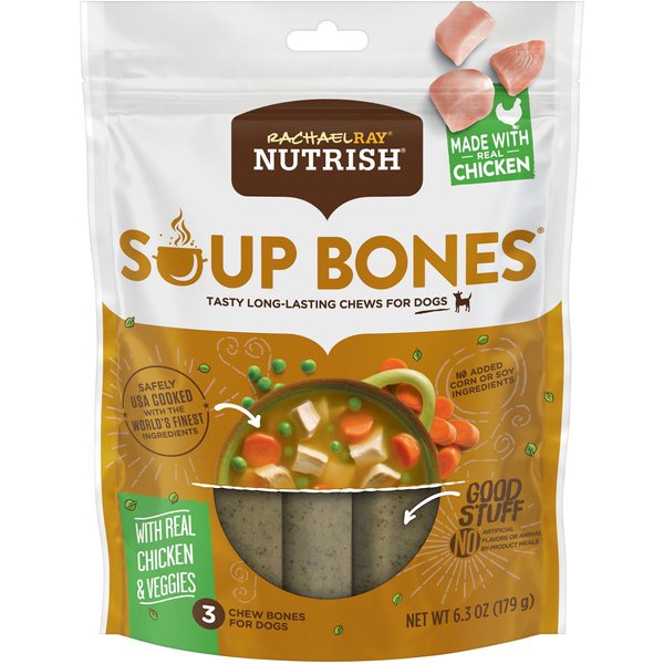 RACHAEL RAY NUTRISH Soup Bones Chicken & Veggies Flavor Dog Treats, 6.3 ...