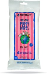 Earthbath Ultra-Mild Wild Cherry Puppy Travel Grooming Wipes, 28 count