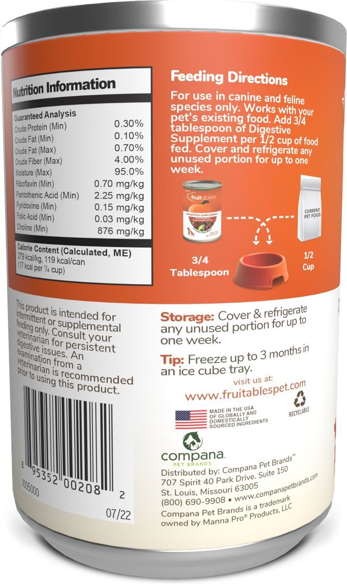 FRUITABLES Pumpkin SuperBlend Digestive Dog & Cat Supplement, 15oz