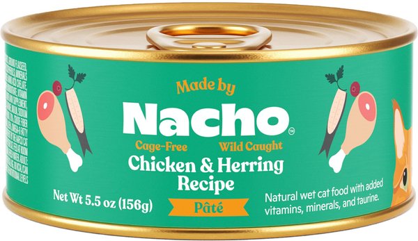 Made by Nacho Wild-Caught Chicken & Herring Recipe Grain-Free Pate Wet Cat Food, 5.5-oz can, case of 24 slide 1 of 7