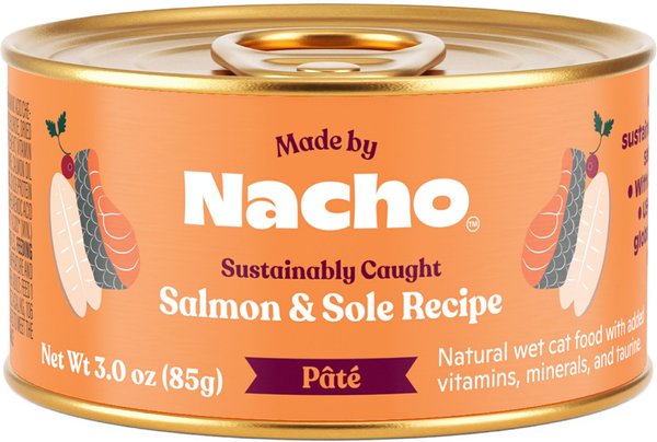 Made by Nacho Sustainably Caught Salmon & Sole Recipe Grain-Free Pate Wet Cat Food, 3-oz can, case of 24 slide 1 of 6