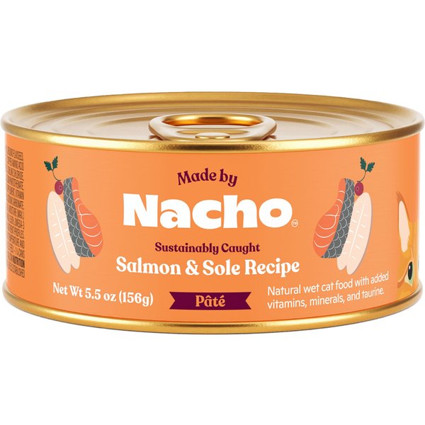 Made by Nacho Sustainably Caught Salmon & Sole Recipe Grain-Free Pate Wet Cat Food, 5.5-oz can, case of 6