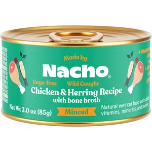 Made by Nacho Wild-Caught Chicken & Herring Recipe with Bone Broth Minced Wet Cat Food, 3-oz can, case of 24