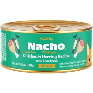 Made by Nacho Wild-Caught Chicken & Herring Recipe with Bone Broth Minced Wet Cat Food, 5.5-oz can, case of 24