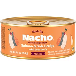 Made by Nacho Sustainably Caught Salmon & Sole Recipe with Bone Broth Minced Wet Cat Food, 5.5-oz can, case of 24