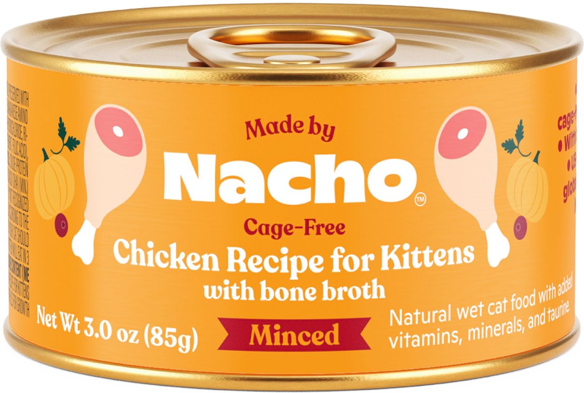 MADE BY NACHO Chicken Recipe Minced Wet Kitten Food, 3oz can, case of