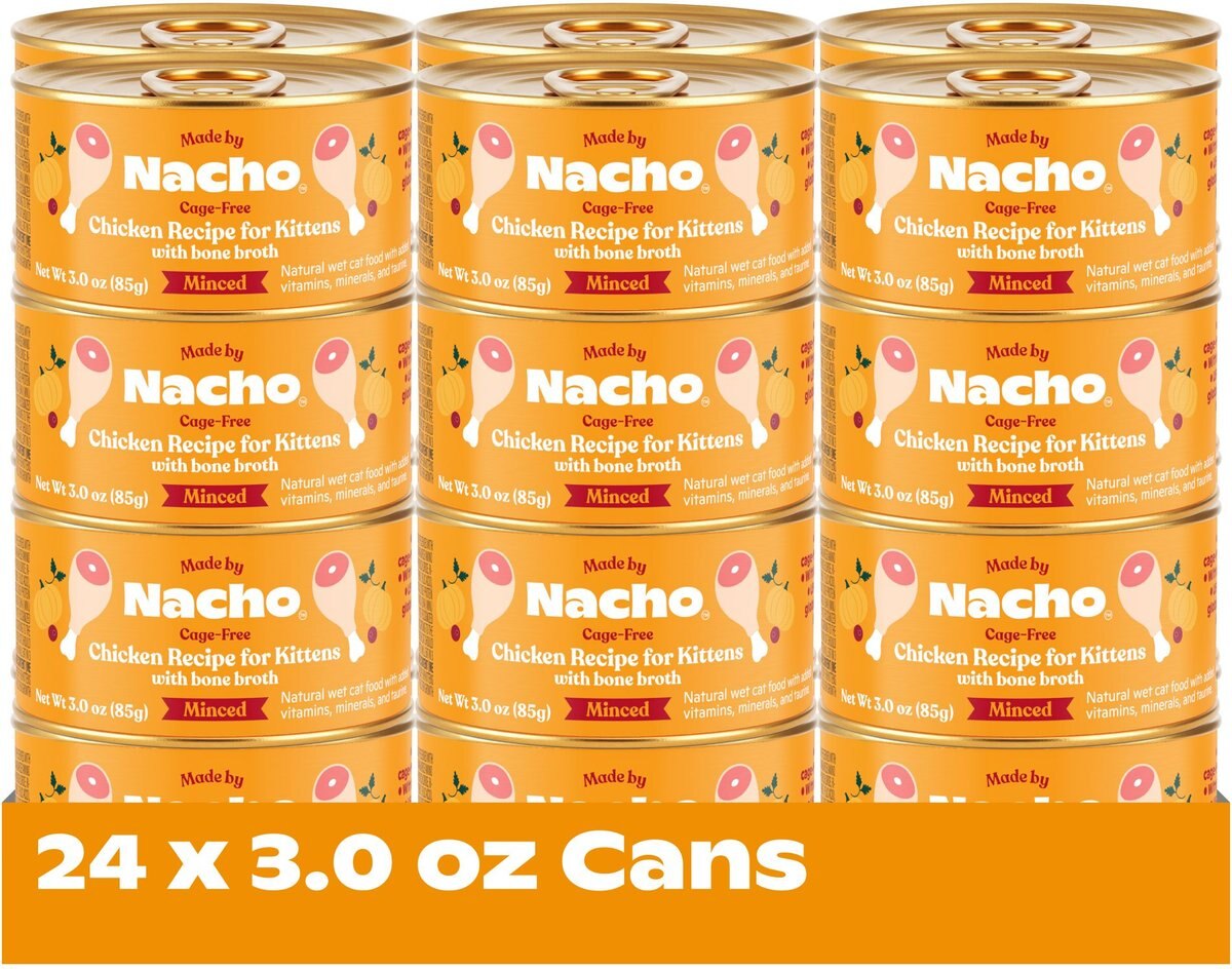 Made by Nacho Chicken Recipe Grain-Free Pate Wet Kitten Food, 3-oz can, case of 24