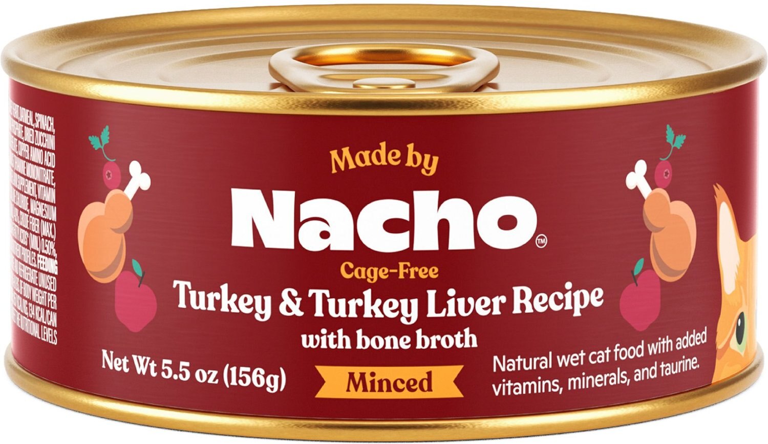 Made by Nacho Cage-Free Turkey & Turkey Liver Recipe Minced Wet Cat Food, 5.5-oz can, case of 24