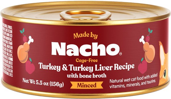 Made by Nacho Cage-Free Turkey & Turkey Liver Recipe Minced Wet Cat Food, 5.5-oz can, case of 24 slide 1 of 7