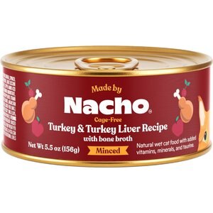 Made by Nacho Cage-Free Turkey & Turkey Liver Recipe Minced Wet Cat Food, 5.5-oz can, case of 24