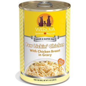 Weruva Paw Lickin' Chicken in Gravy Grain-Free Canned Dog Food, 14-oz, case of 12