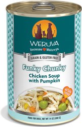 Weruva Funky Chunky Chicken Soup with Pumpkin Grain-Free Canned Dog Food, 14-oz, case of 12