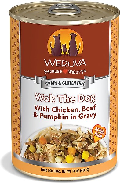Weruva Wok the Dog with Chicken, Beef & Pumpkin in Gravy Grain-Free Canned Dog Food, 14-oz, case of 12 slide 1 of 10