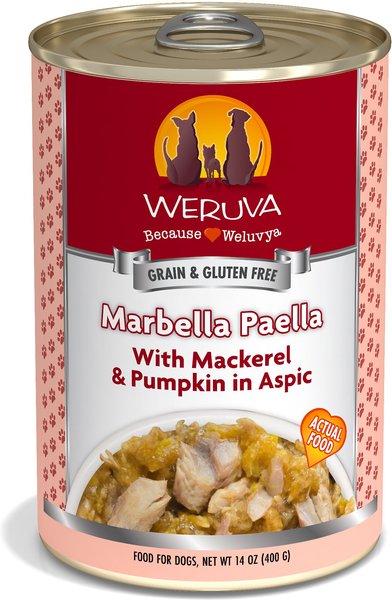 Weruva Marbella Paella with Mackerel & Pumpkin in Aspic Grain-Free Canned Dog Food, 14-oz, case of 12 slide 1 of 10