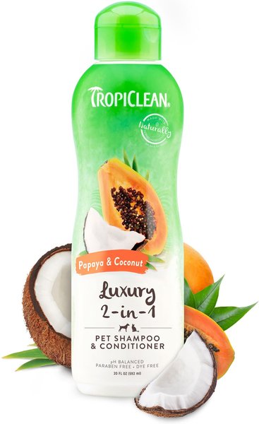 TropiClean Luxury 2 in 1 Papaya & Coconut Pet Shampoo & Conditioner, 20-oz bottle slide 1 of 8