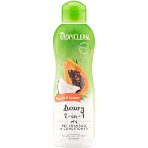 TropiClean Luxury 2 in 1 Papaya & Coconut Pet Shampoo and Conditioner, 20-oz bottle