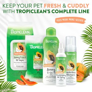 TropiClean Luxury 2 in 1 Papaya & Coconut Pet Shampoo & Conditioner, 20-oz bottle