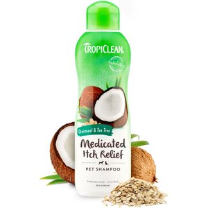 TropiClean Medicated Itchy Skin Relief Oatmeal & Tea Tree Dog Shampoo, 20-fl oz bottle