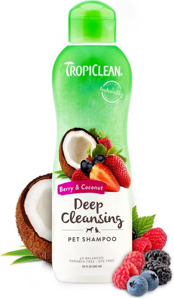 TropiClean Deep Cleaning Berry & Coconut Dog & Cat Shampoo, 20-oz bottle slide 1 of 9