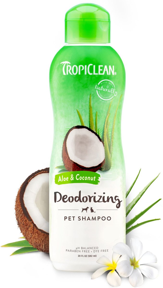TROPICLEAN Deodorizing Aloe & Coconut Dog & Cat Shampoo, 20oz bottle