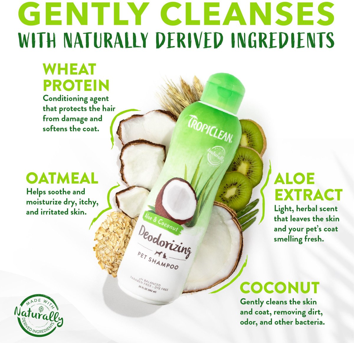 TROPICLEAN Deodorizing Aloe & Coconut Dog & Cat Shampoo, 20oz bottle