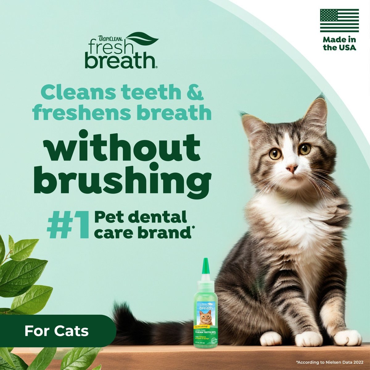 TROPICLEAN Fresh Breath Oral Care Clean Teeth Cat Dental Gel, 2oz bottle