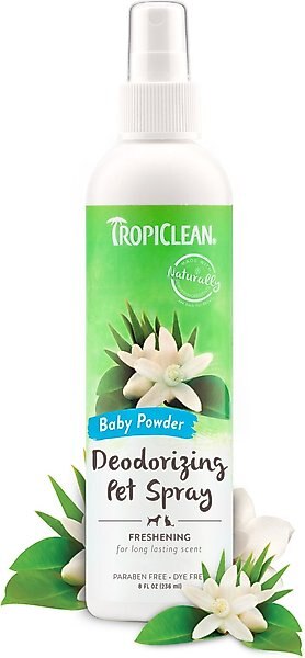 TropiClean Baby Powder Deodorizing Dog & Cat Spray, 8-oz bottle slide 1 of 9
