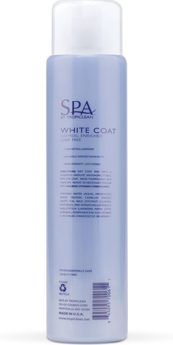 TROPICLEAN Spa Color White Coat Shampoo for Dogs & Cats, 16oz bottle