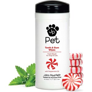 John Paul Pet Tooth & Gum Peppermint Flavored Dog & Cat Dental Wipes, 45 count