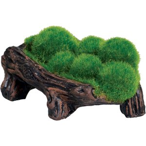 Underwater Treasures Mossy Log Cave with Airstone Fish Ornament