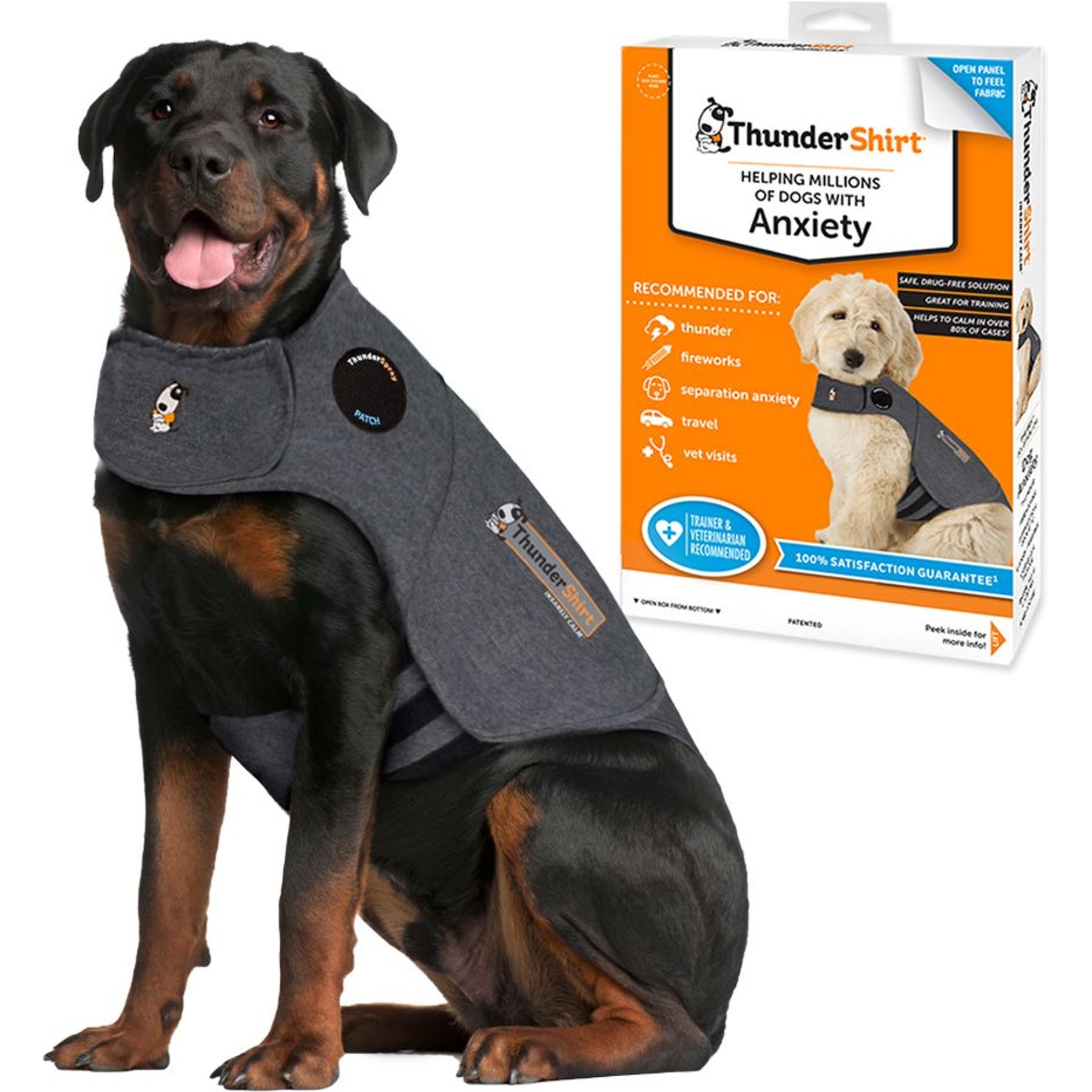 THUNDERSHIRT Classic Anxiety Calming Vest for Dogs Heather Grey Large Chewy