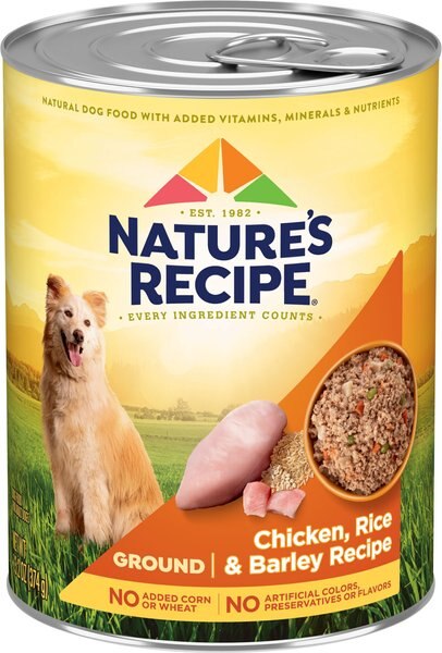 Nature's Recipe Original Chicken, Rice & Barley Recipe Ground Canned Dog Food, 13.2-oz, case of 12 slide 1 of 6