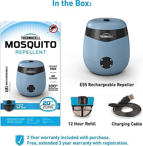 Thermacell E55 Rechargable Mosquito Repeller, Blue