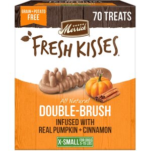 Merrick Fresh Kisses Real Pumpkin & Cinnamon Natural Toy Breed Dog Dental Treats, 70 count