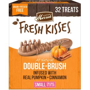 Merrick Fresh Kisses Real Pumpkin & Cinnamon Natural Small Breed Dog Dental Treats, 32 count
