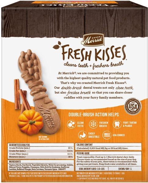 Merrick Fresh Kisses Real Pumpkin & Cinnamon Natural Small Breed Dog Dental Treats